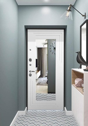 Входная дверь с зеркалом в интерьере в стиле прованс